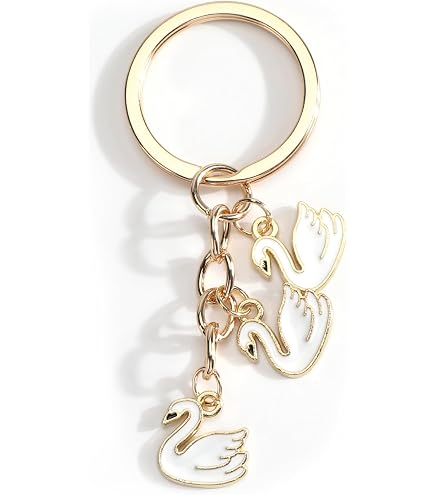Yzikema Handcrafted Genuine Leather Swan Charm Keychain – Elegant